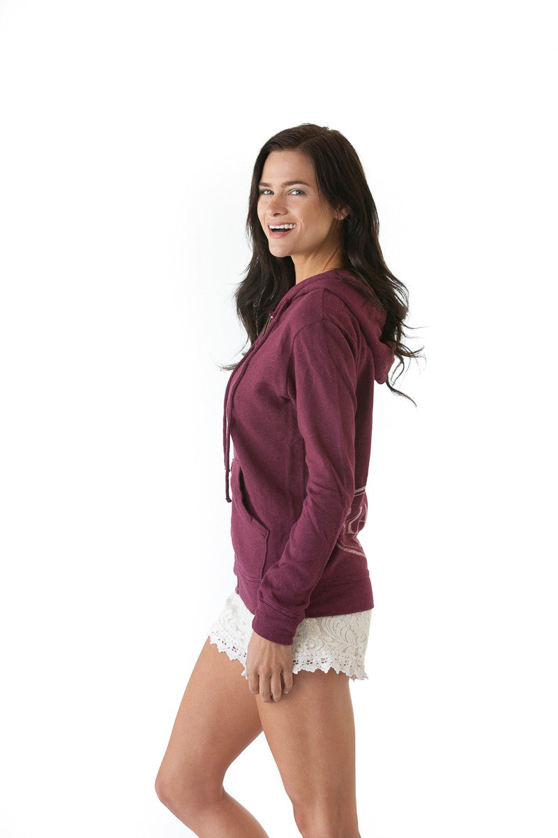 Burgundy hoodie online women's